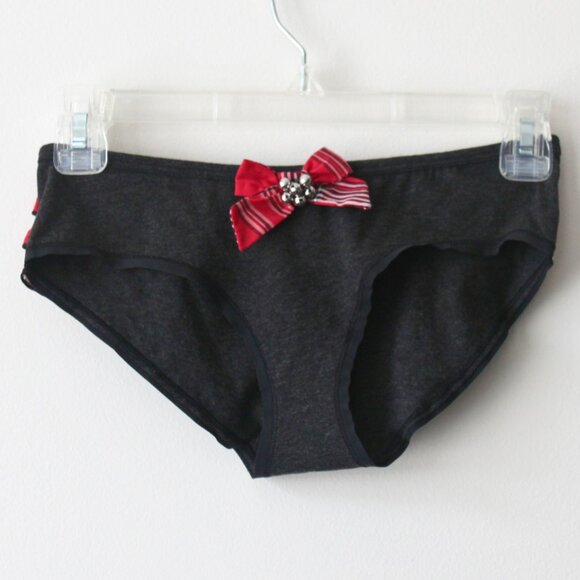 Victoria's Secret Jingle Bell Black Red Plaid Ruffle Panties Underwear Small - Picture 2 of 8